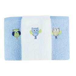 bubba blue Boy baby owl 3pk facewashers