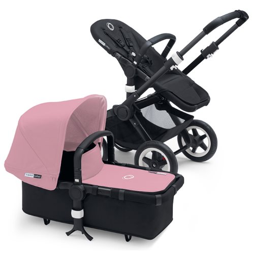 bugaboo buffalo stroller and bassinet black frame soft pink
