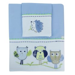 Bubba blue Boy Baby Owl Cot sheet set
