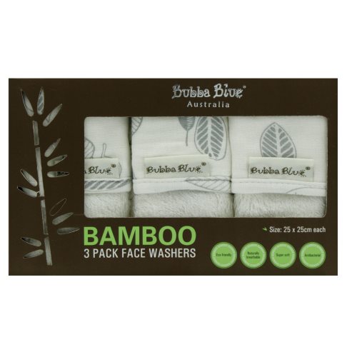 bubba blue Bamboo Leaf 3pk Facewashers