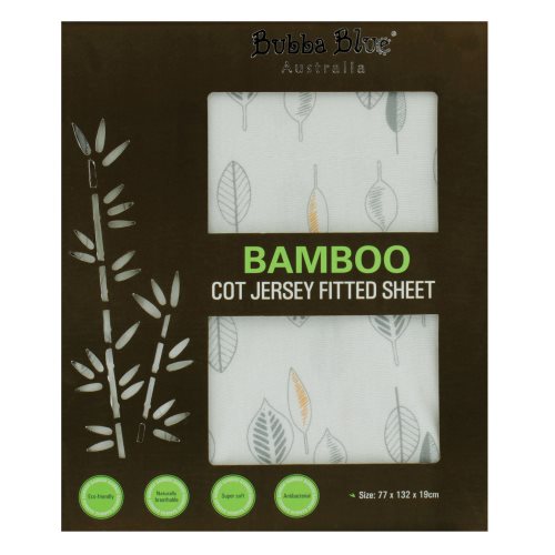 bubba blue Bamboo Leaf Cot Jersey Fitted Sheet