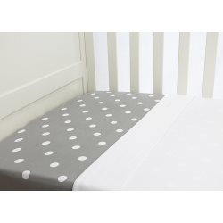lil fraser fitted and flat cot sheet set grey polkadot and white