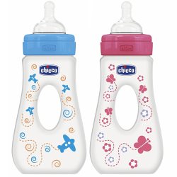 chicco Travelling Bottle 240ml Pink and blue