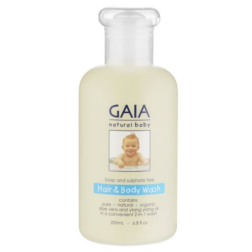 gaia natural baby hair and body wash 250